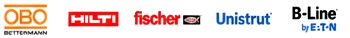OBO, Hilti, Fischer and Unistrut logos