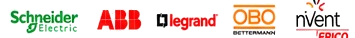 Schneider Electric, ABB, Legrand, OBO and nVent ERICO logos