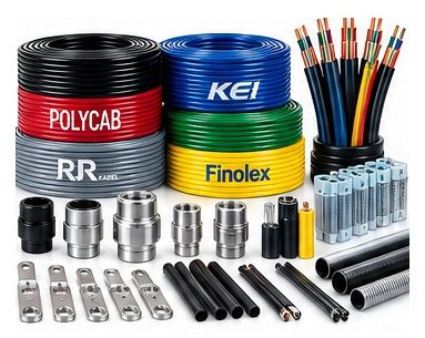 Industrial power and control cables with cable glands and lugs