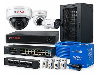 CCTV cameras, NVR, networking rack, switch and CAT6 cable